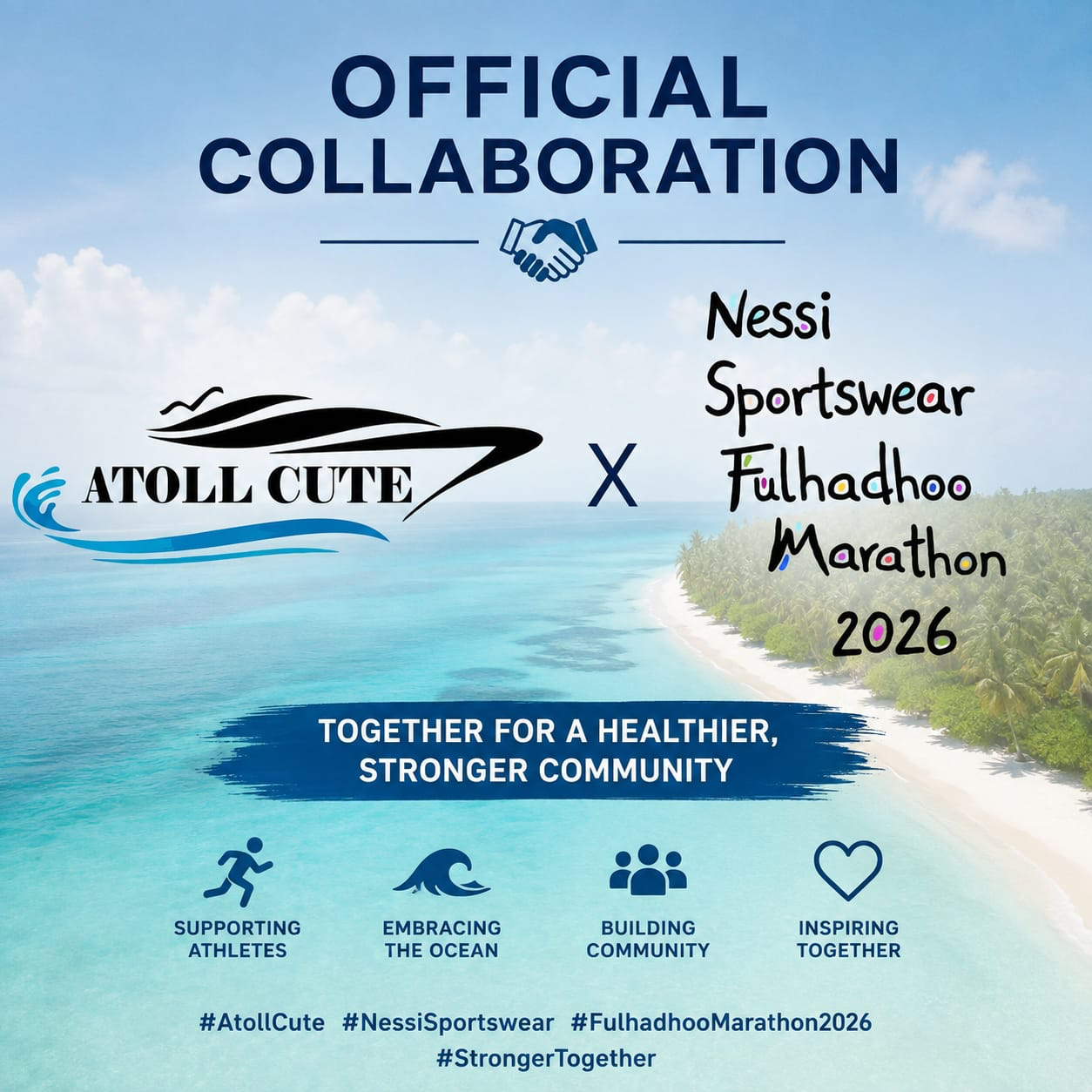 Atoll Cute and Nessi Sportswear Fulhadhoo Marathon 2026 official collaboration: together for a healthier, stronger community